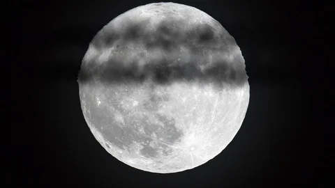 Incredible shot of passenger plane flying past full moon Stock Footage 100632167