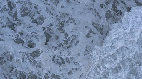 Incredible slow-motion wave crashes after storm, top-down aerial 2 Stock Footage 112705701