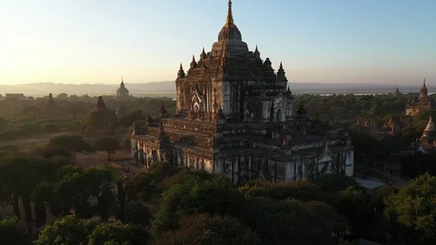 Incredible slow pullback reveal of beautiful mystical temples Stock Footage 121895569