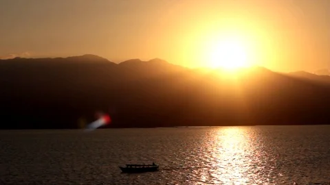 Incredible sunset, and ocean view, located in indonesia Stock Footage 93518607
