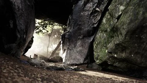 Incredible sunset from the cave 스톡 일러스트