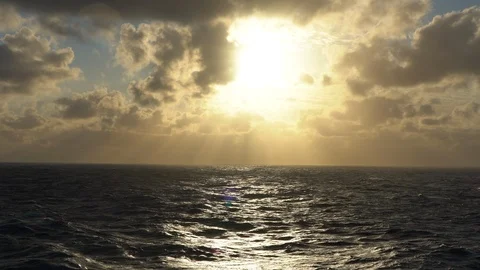 Incredible sunset in the open ocean 4K. Stock Footage 124774410