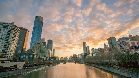 Incredible sunset time lapse of Melbourne city waterfront Vidéo 98733178