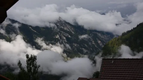 Incredible Sunset Time lapse of Swiss Alps Mountains Clouds near Jungfrau Stock Footage 80603417