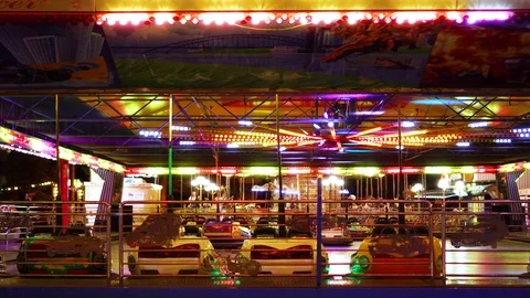 Incredible time lapse steady view on children kart racing attraction in Stock Footage 98404548