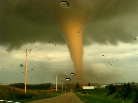 Incredible tornado at sunset Stock Footage 82985344