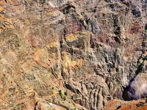 The incredible vertical wall of the highest mountain of La Palma Stock Photos