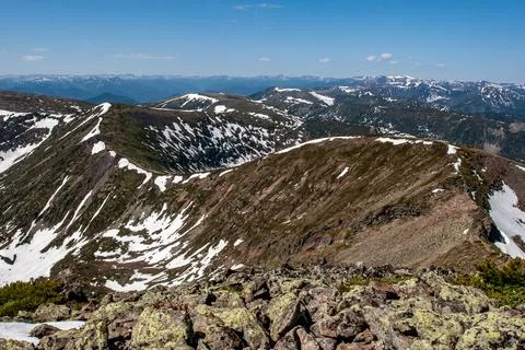 An incredible view of the bend of the mountain range Stock Photos