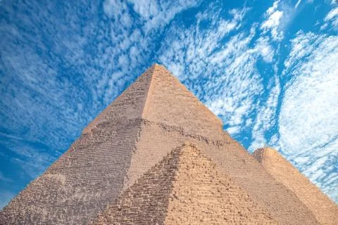 Incredible view of the complex of ancient pyramids against the background of Stock Photos