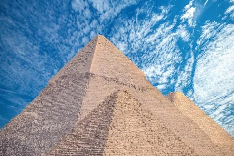 Incredible view of the complex of ancient pyramids against the background of Stock Photos