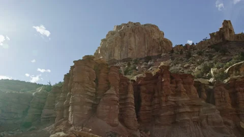 Incredible view of multiple rock formations and erosion evidence, sunflares Stock-Footage 248576455