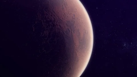 Incredible view from space to Mars, Red Planet, Realistic 3D graphics, Stock Footage 96137541