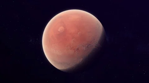 Incredible view from space to Mars, Red Planet, Realistic 3D graphics, Video stock 96137554