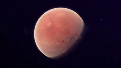 Incredible view from space to Mars, Red Planet, Realistic 3D graphics, Stock Footage 96263836