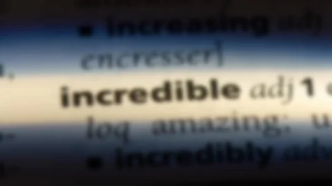 Incredible word in a dictionary. Stock Footage 99561082
