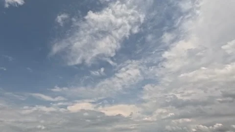 Incredibly beautiful cumulus textured clouds moves and dance under blue sky Stock Footage 318098712