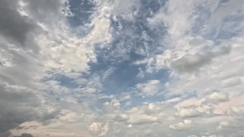 Incredibly beautiful cumulus textured clouds moves and dance under blue sky Stock Footage 318098782