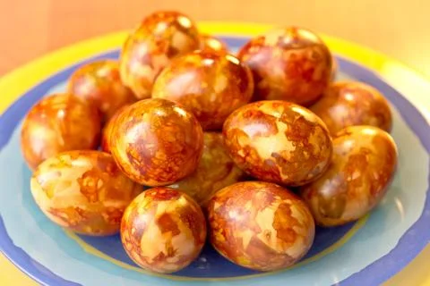 Incredibly beautiful Easter eggs in marble color Stock Photos