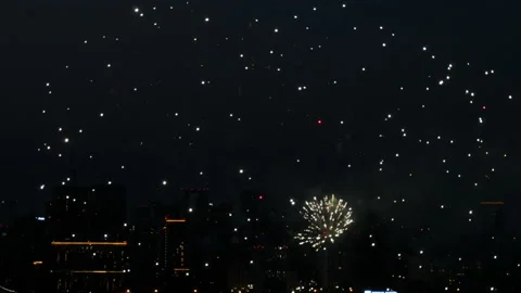 Incredibly beautiful fireworks Stock Footage 208416882