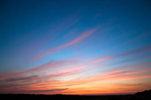 Incredibly beautiful sunset, clouds at sunset, colorful sunset Stock Photos