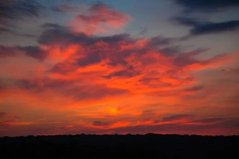 Incredibly beautiful sunset, clouds at sunset, colorful sunset Stock Photos