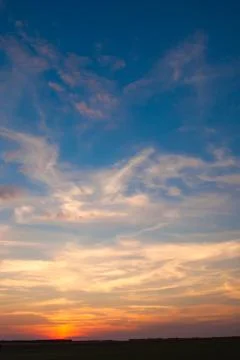 Incredibly beautiful sunset, clouds at sunset, colorful sunset Stock Photos