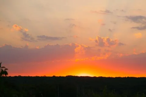 Incredibly beautiful sunset, clouds at sunset, colorful sunset Stock Photos