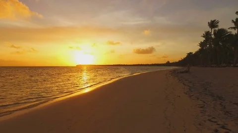 Incredibly beautiful view of the coast in the setting sun Stock Footage 72153576