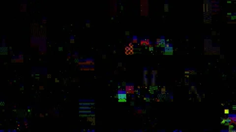 Incredibly fast flickering of bright rainbow geometric glitches. Stock Footage 157981126