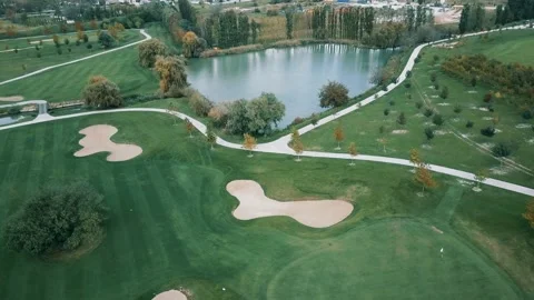 Incredibly scenery of spacious manicured meadows with picturesque lake Stock Footage 165693418