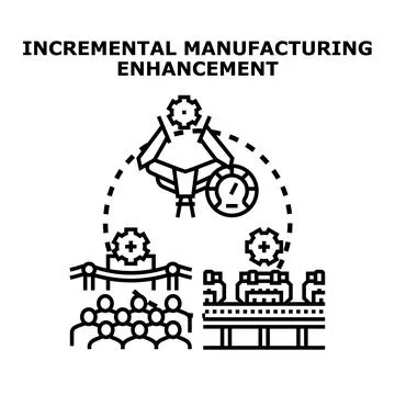 Incremental manufacturing enhancement process boosting industrial efficiency Stock Illustration