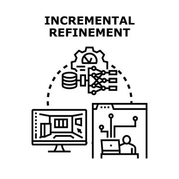 Incremental refinement process illustrating software development methodology Stock Illustration