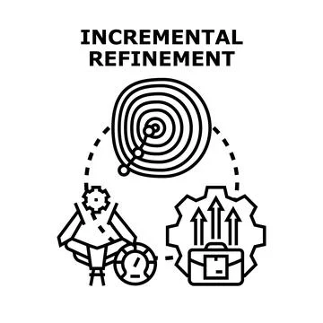 Incremental refinement process improving business development strategy Stock Illustration