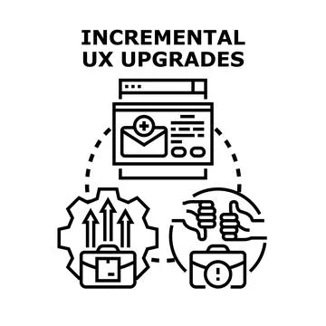 Incremental ux upgrades improving user experience concept Stock Illustration
