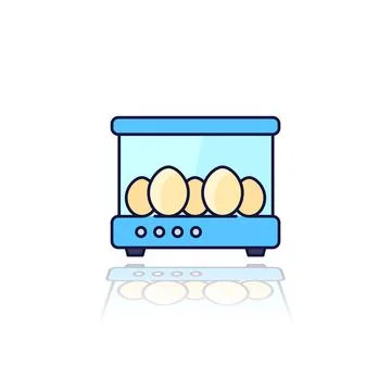 Incubator with the eggs, vector outlined icon Stock Illustration