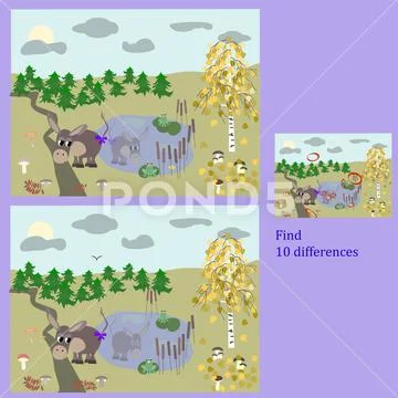 Ind 10 differences rebus for children under 6 years old ~ Clip Art ...