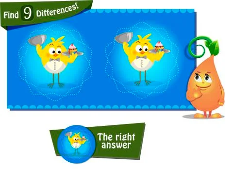 Ind 9 differences chicken Stock Illustration