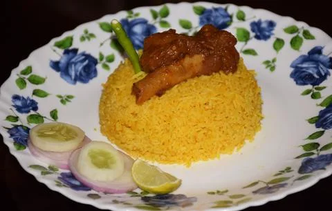 Indain pulav with Mutton Curry Stock Photos