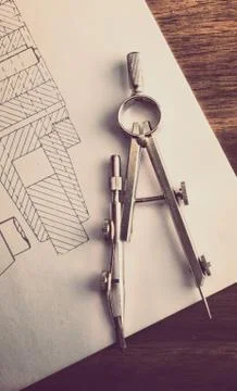 Indastrial drawing tool Stock Photos