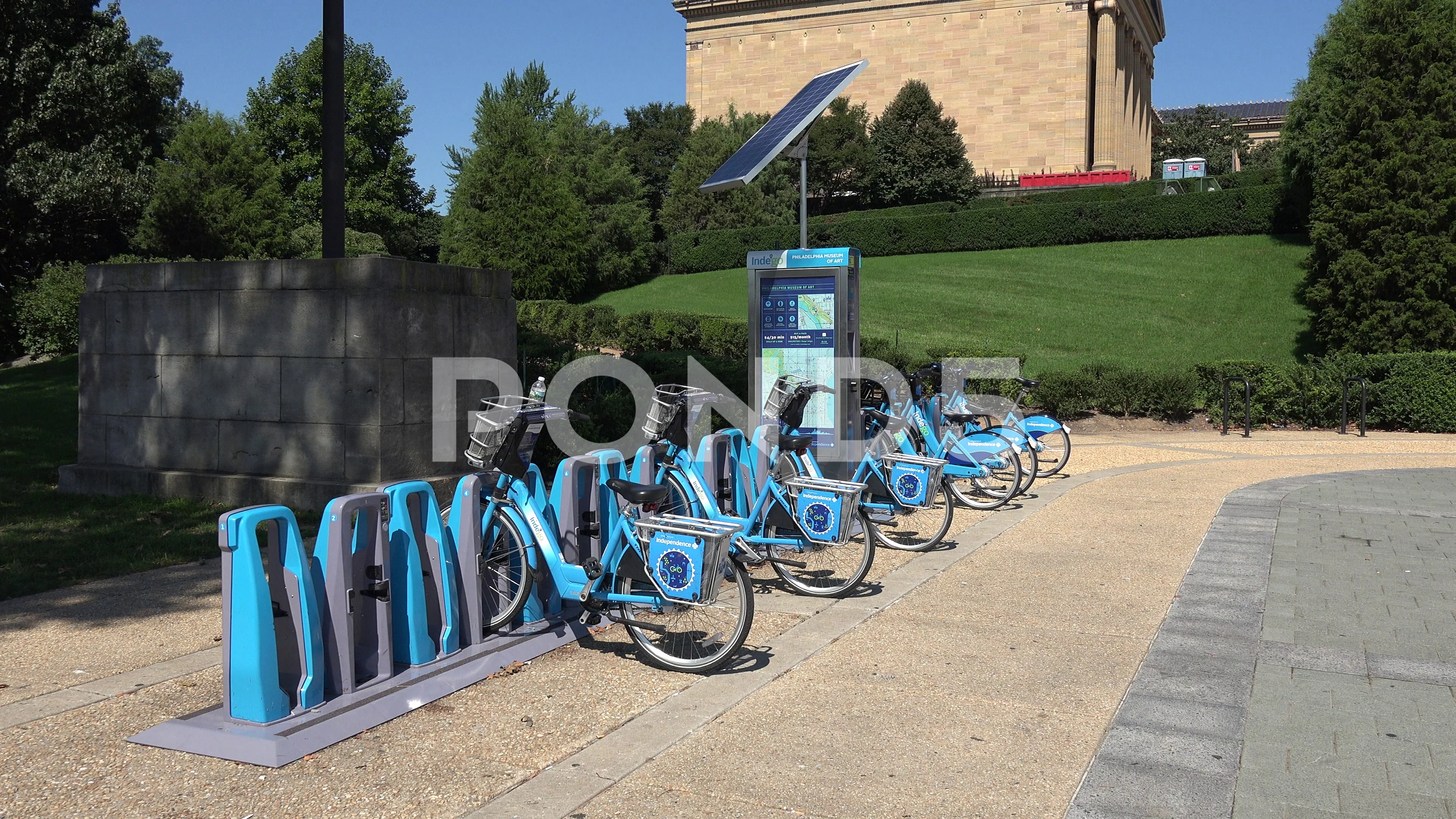 An Indego bicycle station, the city Stock Video Pond5