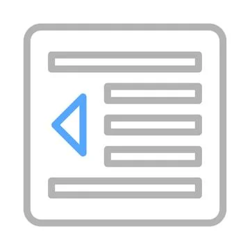 Indent left icon. Concept of text formatting, alignment, and editing. Stock Illustration