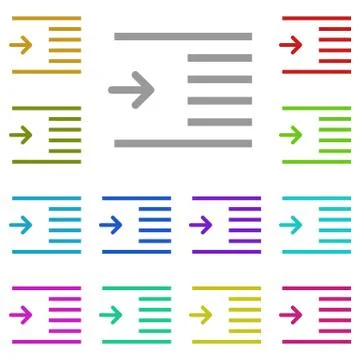 Indent, text multi color icon. Simple thin line, outline vector of Text edito Stock Illustration