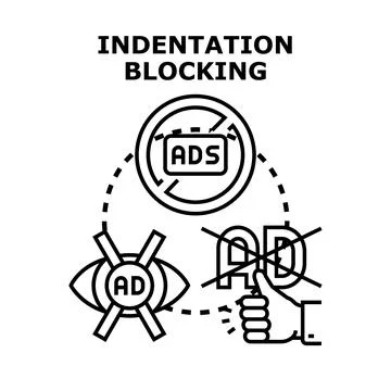 Indentation blocking concept preventing unwanted internet ads Stock Illustration