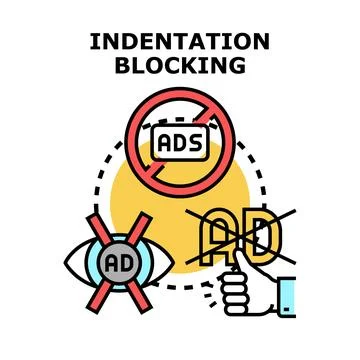Indentation blocking concept preventing unwanted internet ads Stock Illustration