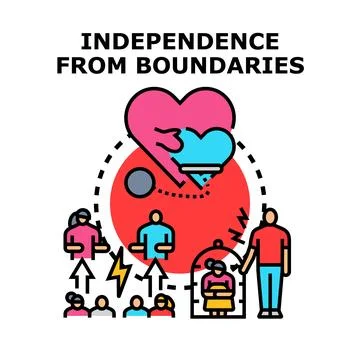 Independence from boundaries concept feeling freedom metaphor Stock Illustration