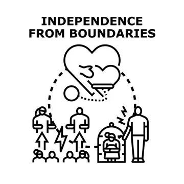 Independence from boundaries concept feeling freedom metaphor Stock Illustration