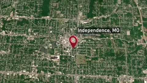 Independence City Map Zoom (MO, USA) from Space to Earth Video stock 295800891