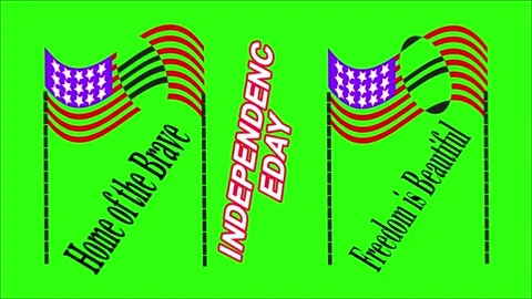 Independence Day Animated with American Flags and Text for Patriotic 4th of July Stock Footage 311343939