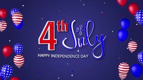 Independence Day animation 4K with balloons on a seamless loop Stock Footage 244539502