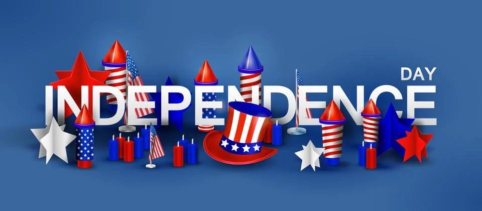Independence day background with special objects. 4th of july horizontal bunner Stockillustratie